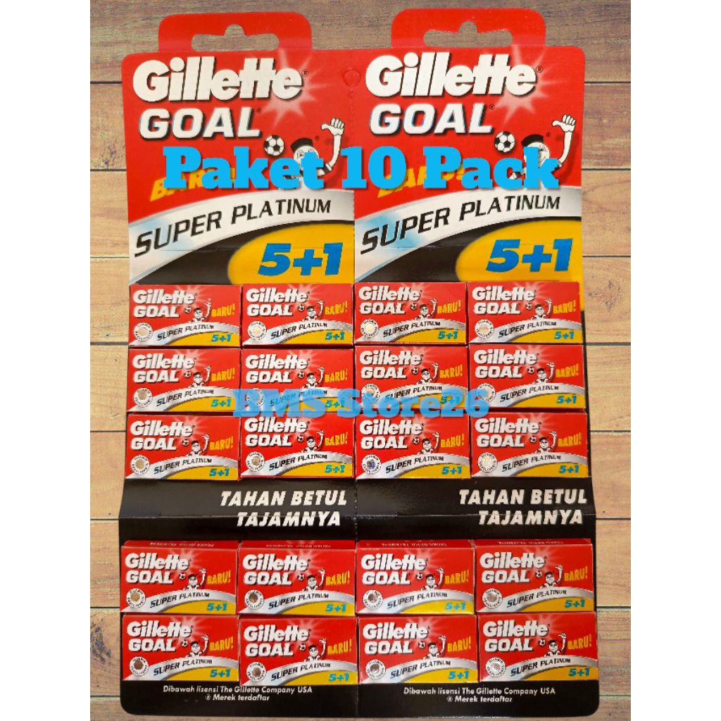 Paket 10 Pack - Silet Goal Platinum - Silet Isi Ulang Gillette Goal - 1 Box Isi 5+1 Pcs