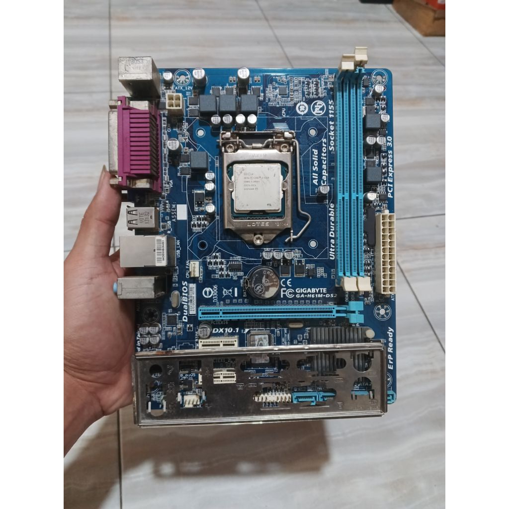 Mainboard H61 DDR3 LGA 1155 + Processor Intel Core i3-Gen3 – Motherboard PC Bekas Normal 100%