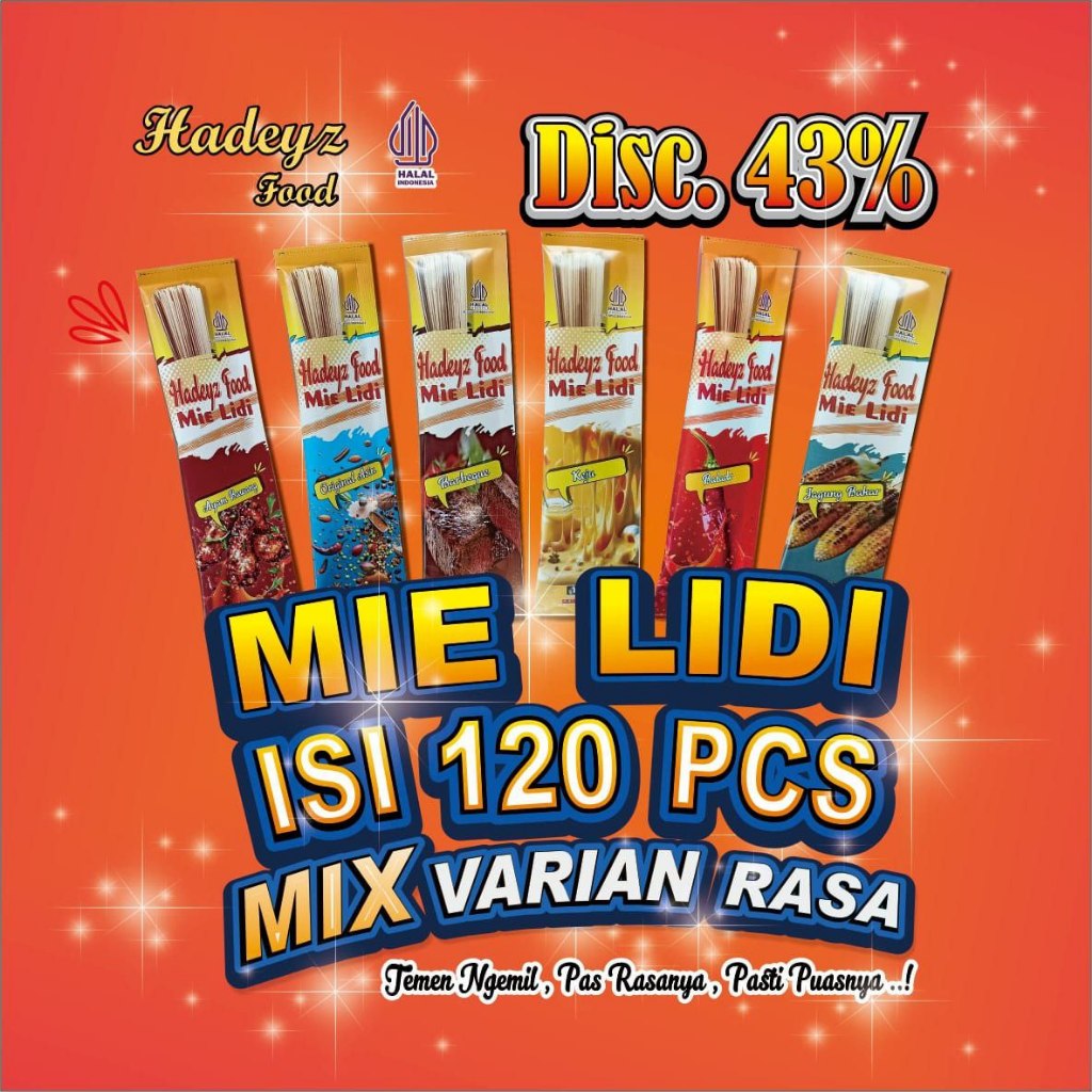 

Paket Usaha Mie Lidi Karakter Kekinian 120 Pcs Varian Rasa