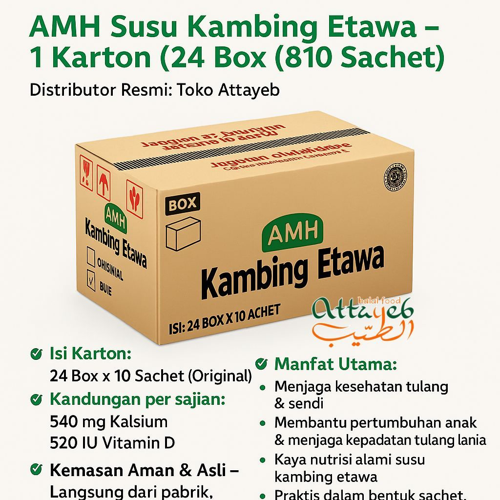1 Karton ISI 24 BOX AMH SUSU  KAMBING ETAWA - 1 Karton ( 24 Box @10 Pcs AMH Susu Kambing Etawa Tingg