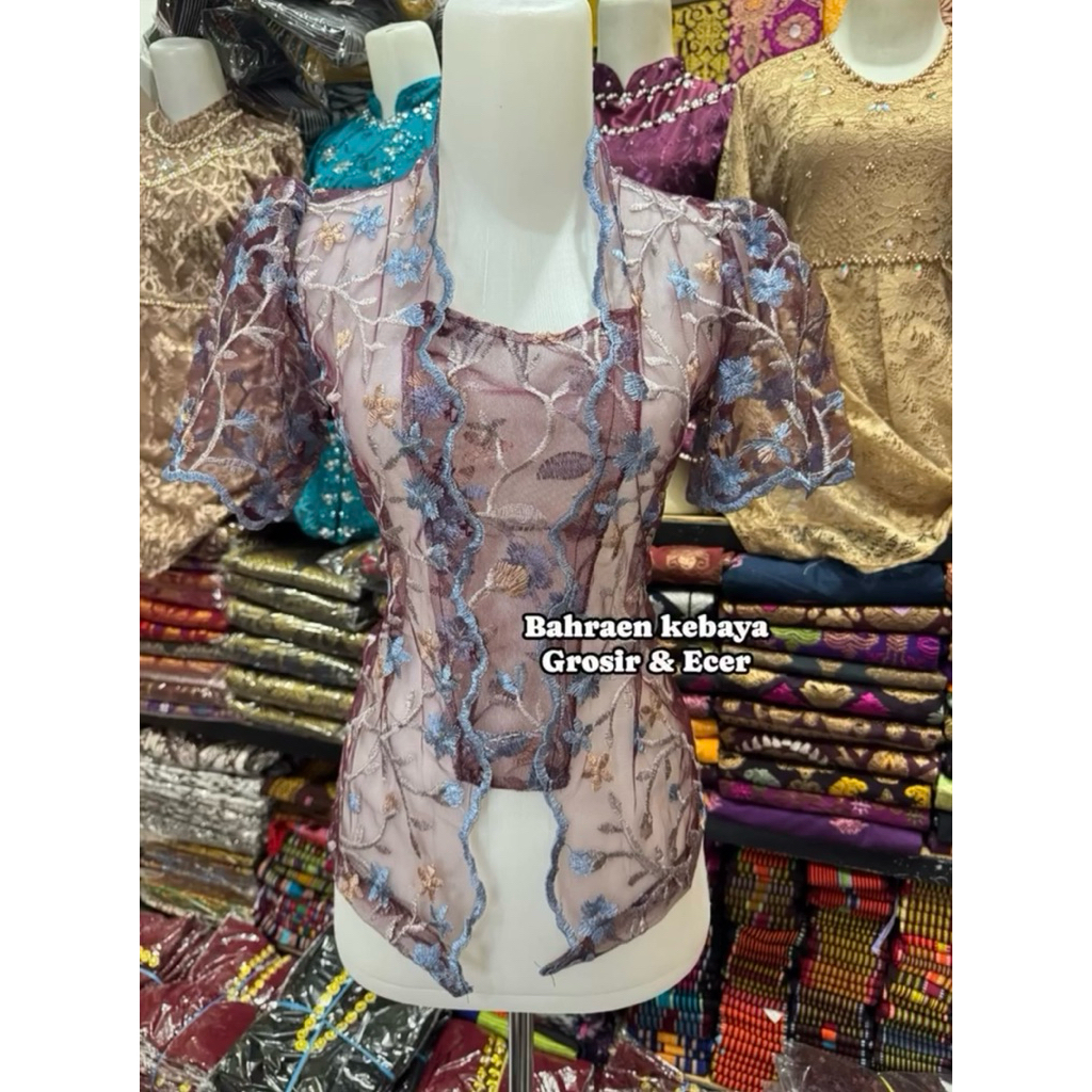 kebaya tile viral lengan pendek dan bagian bahu puff kebaya nyongkol