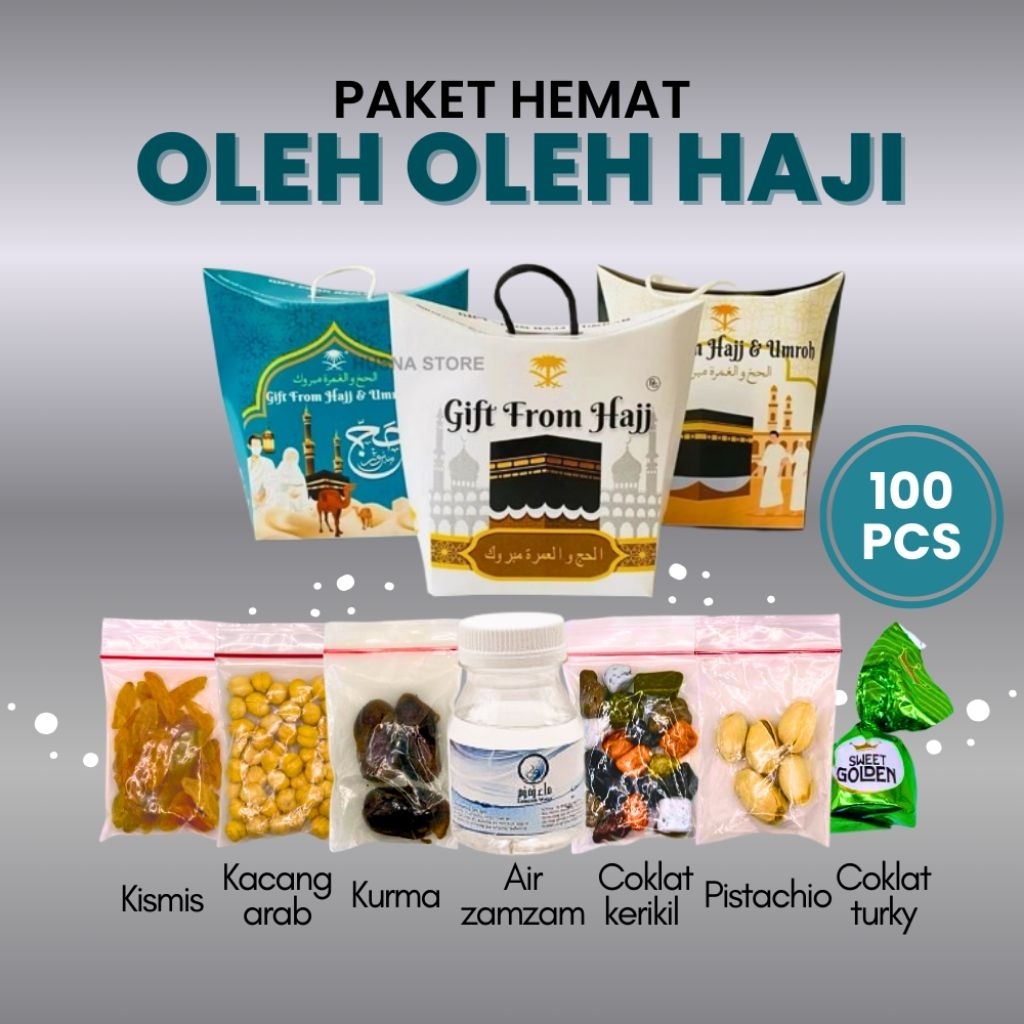 

Paket Hemat 100pcs Oleh-oleh Haji dan Umroh Paket isi Air Zamzam / Dus Tali