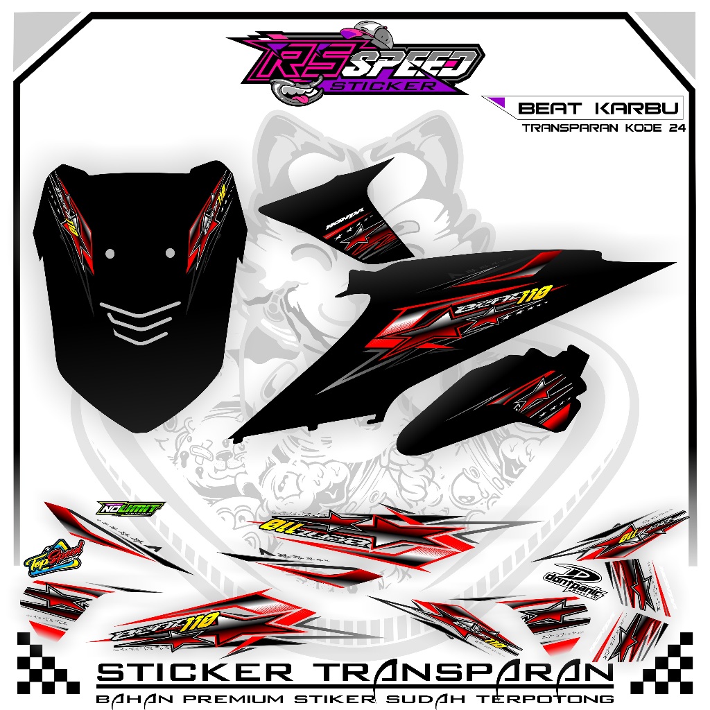 STRIPPING BEAT KARBU 2010 VARIASI STIKER BEAT KARBU 2010 UV TRANSPARAN KODE 24 BAHAN PREMUM