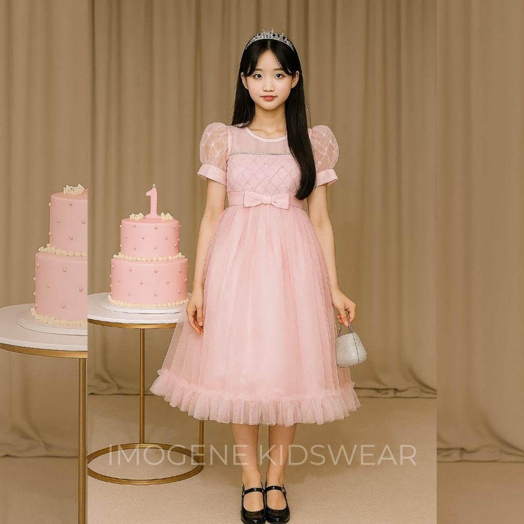 ER-270 DRESS ANAK PEREMPUAN IMPORT USIA 8-10 TAHUN GAUN ANAK PEREMPUAN TILE MODEL TERBARU DRESS GAUN