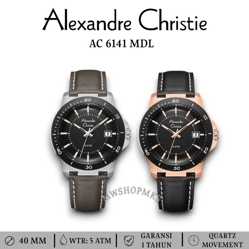Jam Pria Alexandre Christie AC6141 AC 6141 MDL leather Original Garansi Resmi Alexander Christie