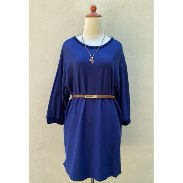 Dress wanita blouse blus tunik vintage model oversize plus big size motif polos basic bahan kaos str