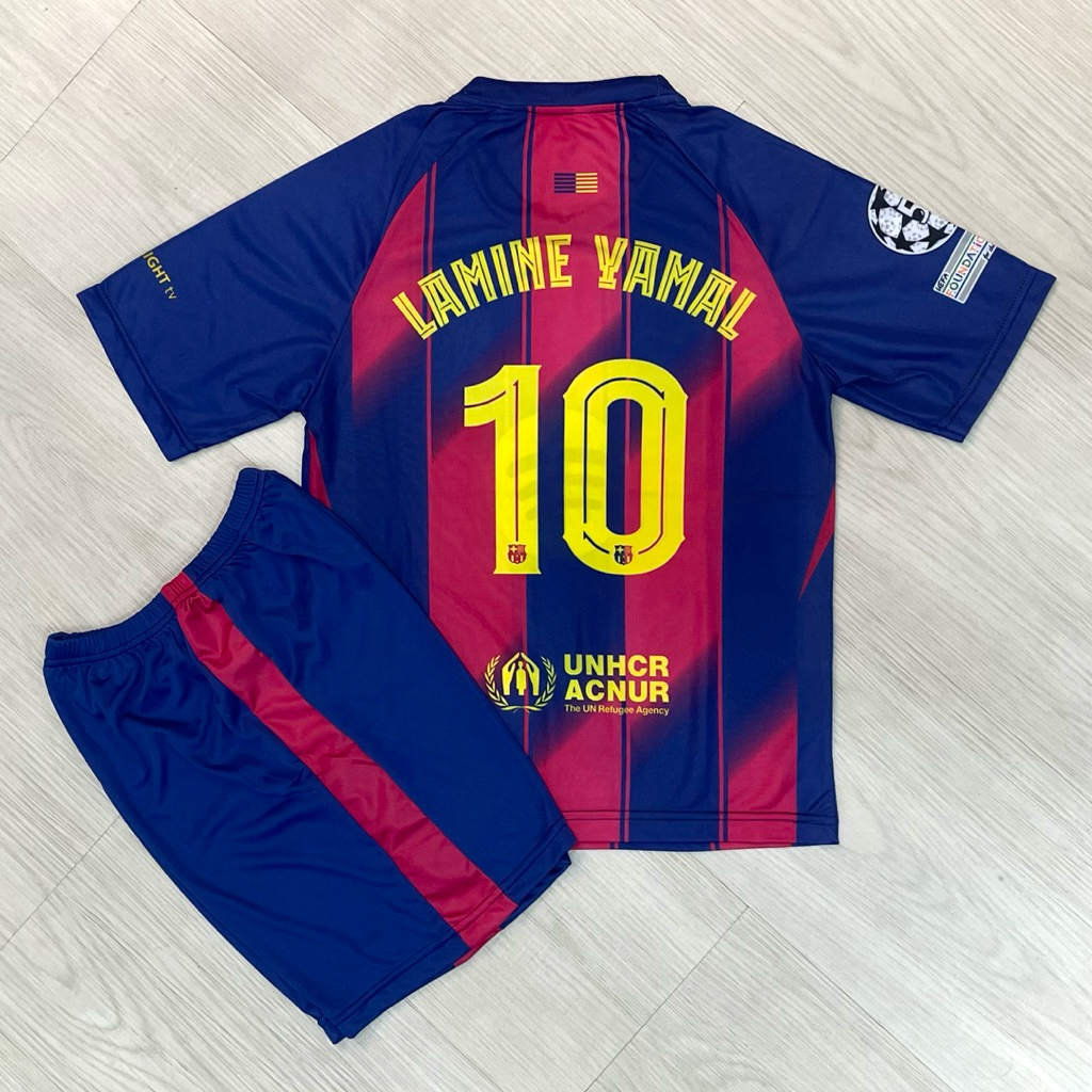 Setelan Jersey Bola Anak Printing Lamine Yamal Robert Lewandowski Kun Aguero - Baju Bola FC Lewandow