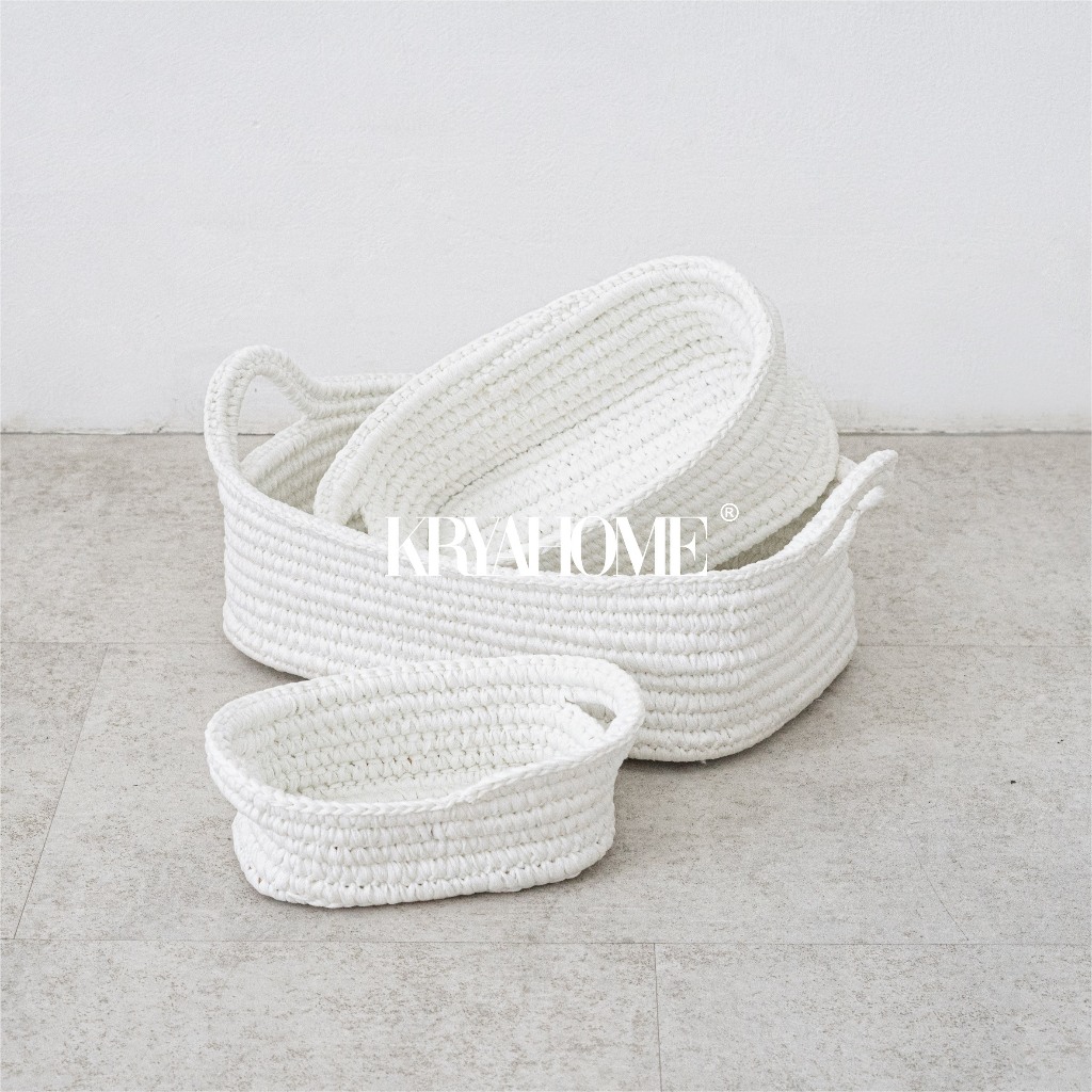 KRYA HOME Keranjang Polyester - Baby Diaper Organizer - MINIKIN Small Basket / Natural Home Decor