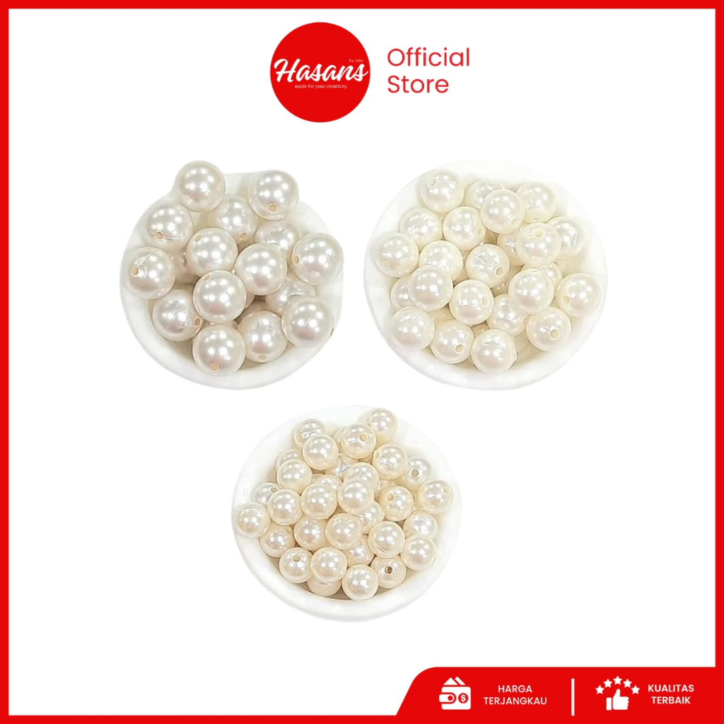 Hasans / Manik Akrilik Bulat Tanpa Lubang / Mutiara Akrilik Bulat Tanpa Lubang / Manik Pearl Bulat /