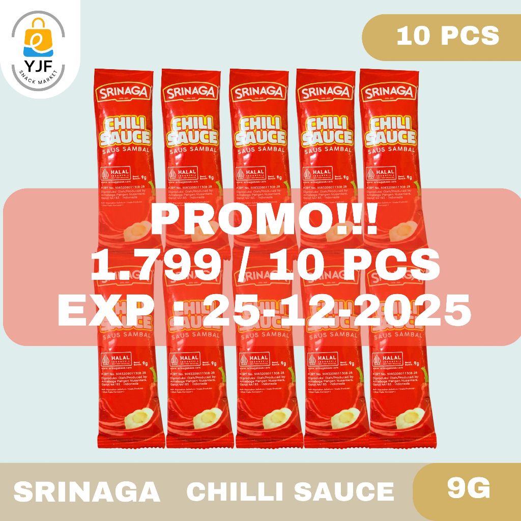 

[EXP 25-12-25] Srinaga Chilli Sauce 9g - 10PCS / Saus Cabe / Saos Sambal /Saus Sambel/Kemasan Sachet