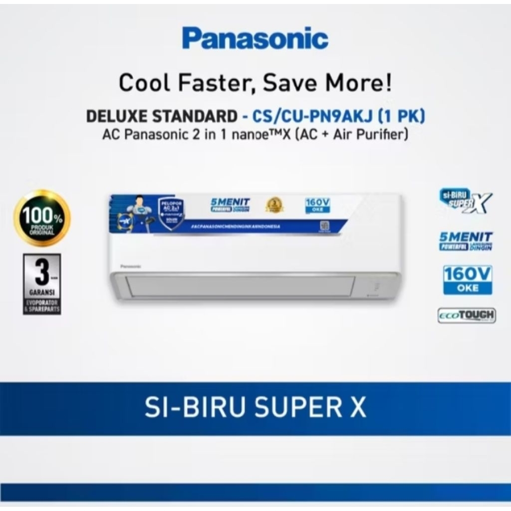 AC PANASONIC STANDAR NANOE-X 1PK CS/CU PN-09AKJ