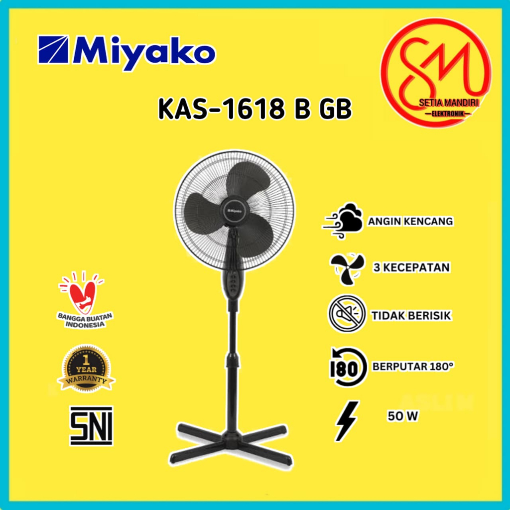 Kipas Angin Miyako KAS-1618 B PL / Kipas Angin Berdiri / Standfan miyako (plastik)
