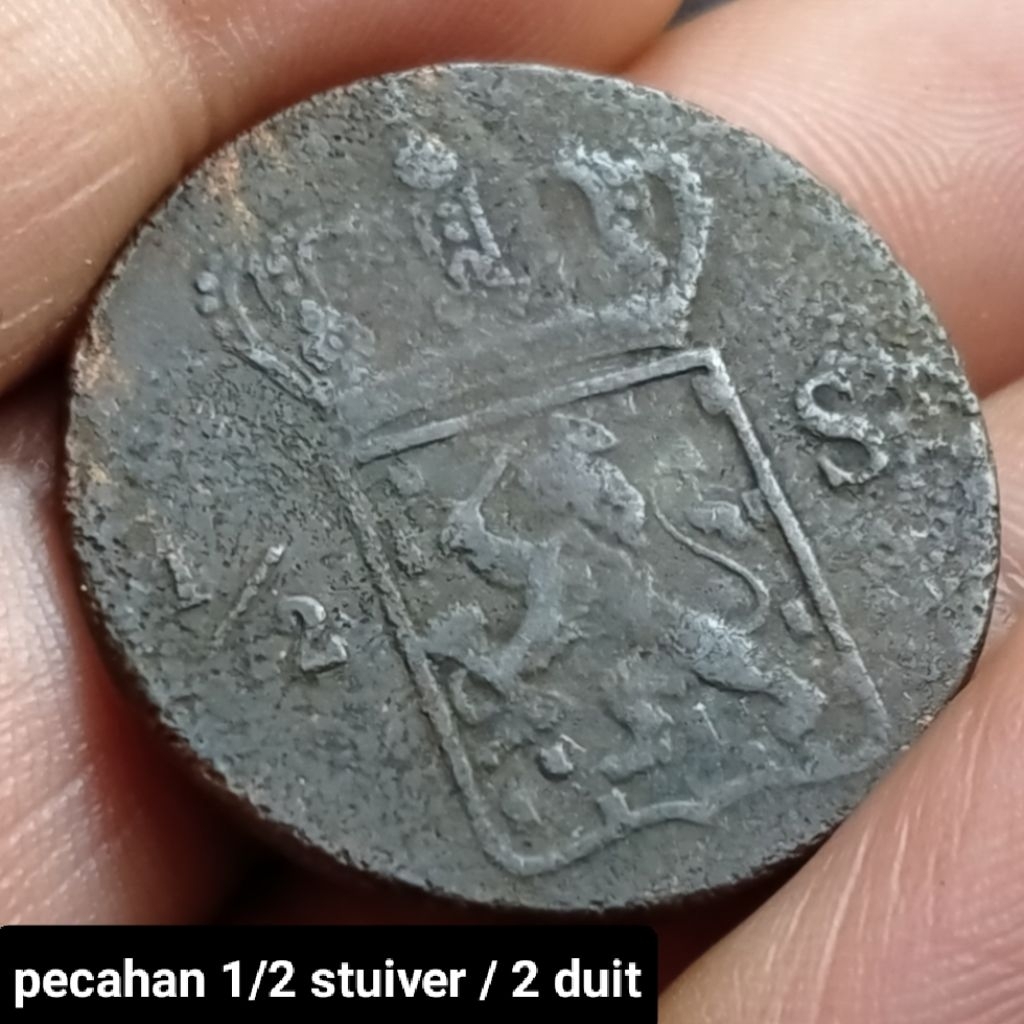 Koin Kuno Nederl Indie 1/2 Stuiver / 2 duit tahun 1826 S zaman belanda