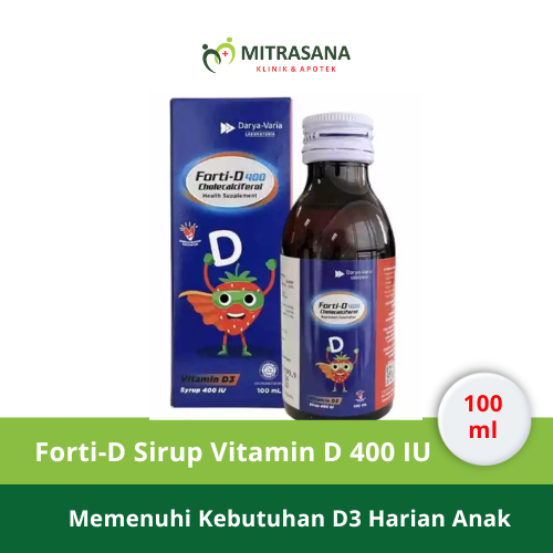 Forti-D Sirup Vitamin D 400 IU Rasa Strawberry - Vitamin D Anak