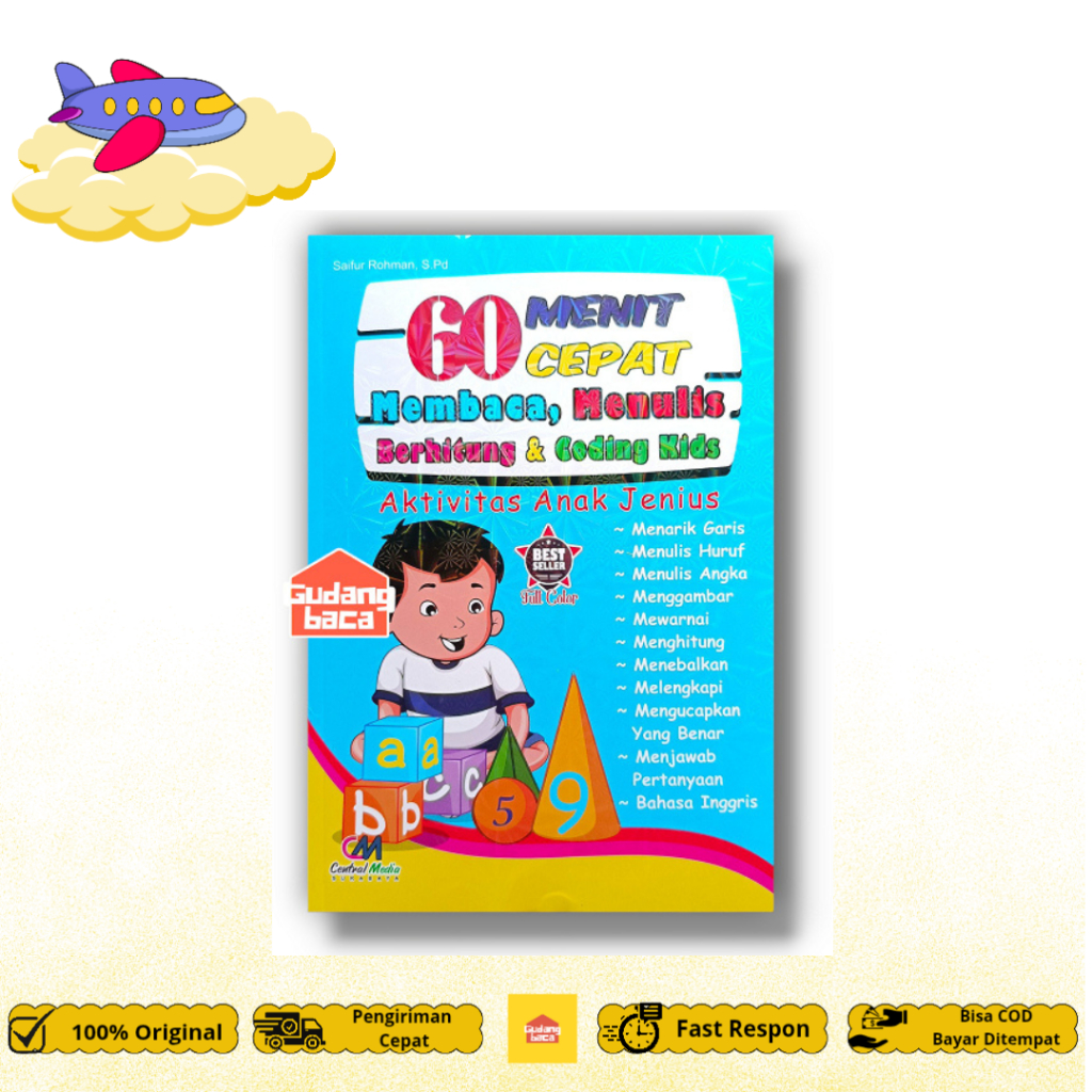 Buku 60 Menit Cepat Membaca Menulis Berhitung & Coding Kids - 128 CM