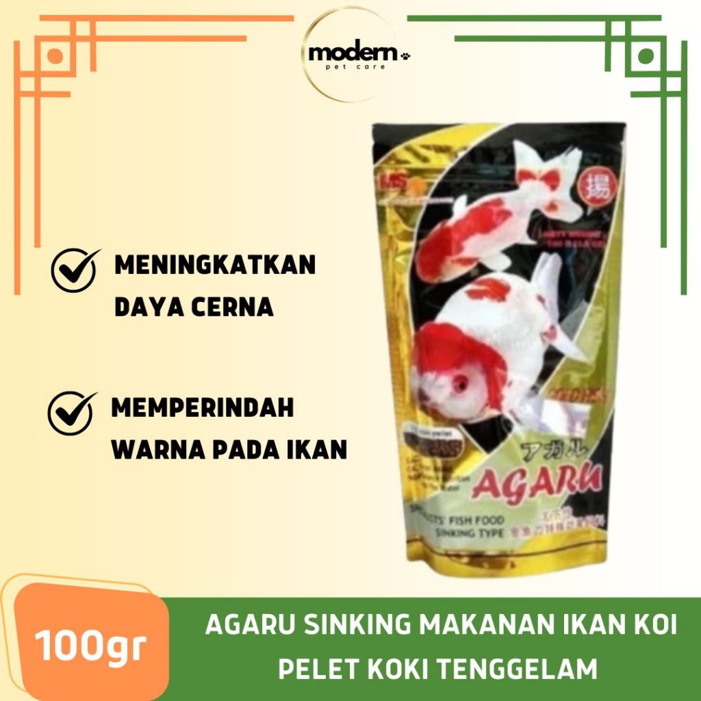 Agaru Sinking Makanan Ikan Koi Pelet Koki Tenggelam 100gr