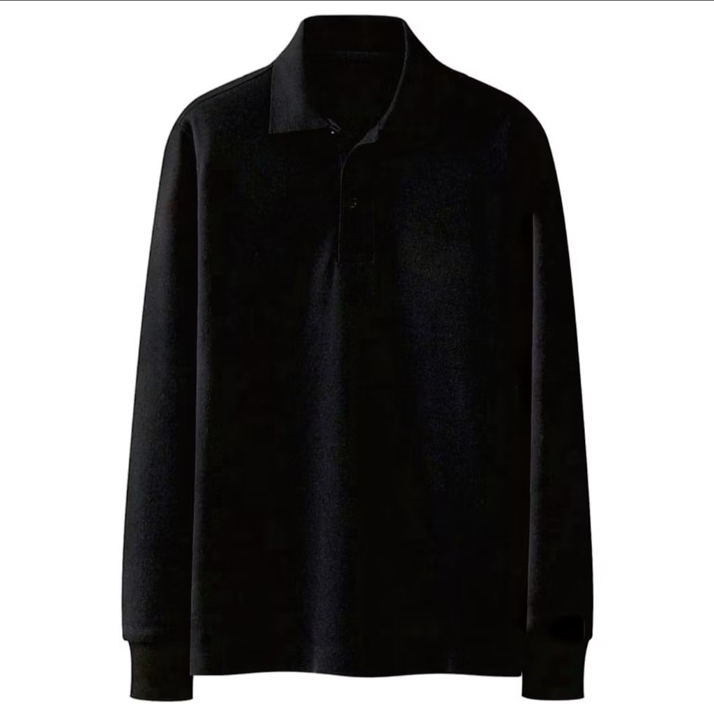 kaos kerah lengan panjang katun bisa custom sablon