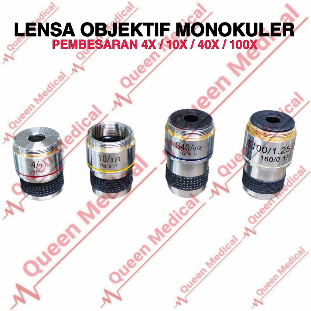 Lensa Objektif 4x/10x/40x/100x Mikroskop Microscope Monokuler
