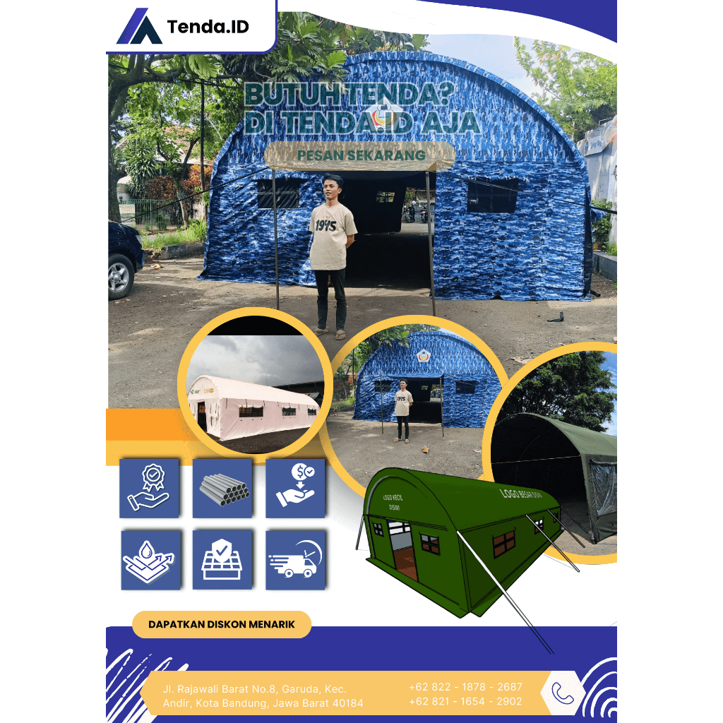 Tenda Lorong 6x12m | Tenda Darurat, Tenda Pengungsi, Tenda Kesehatan PMI Kokoh & Tahan Lama