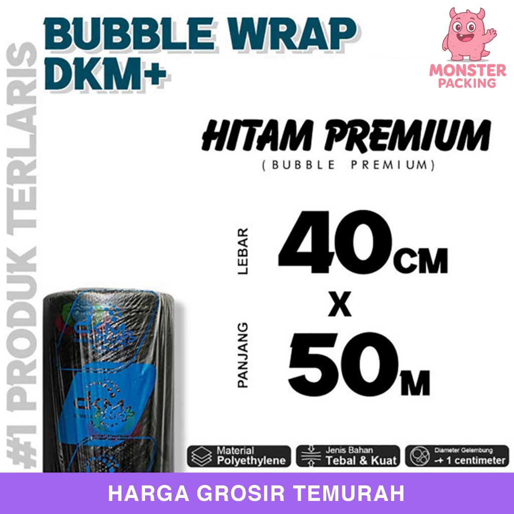 

Plastik Bubble Wrap 40cm x 50m HITAM PREMIUM DKM PLUS TERMURAH / ROLL
