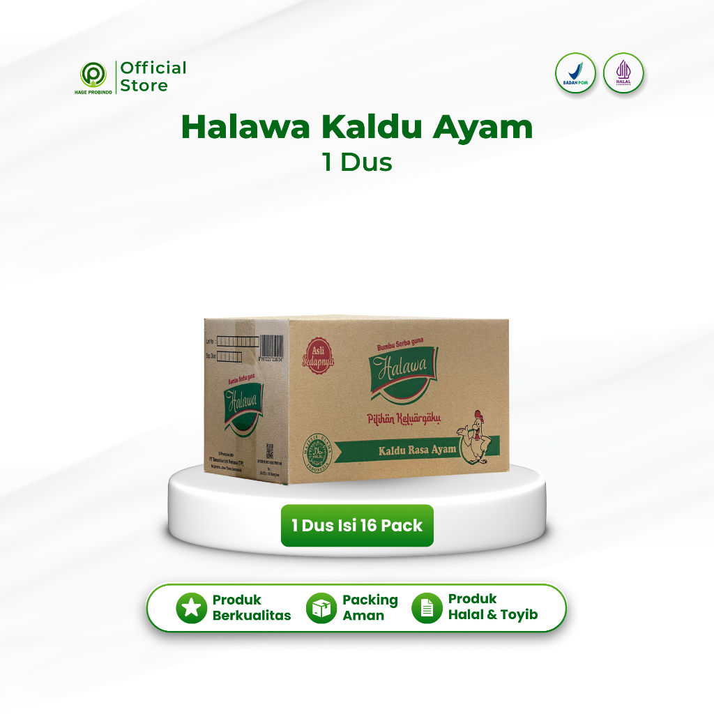 

Halawa Bumbu Probiotik 1 Karton Kaldu Ayam 12g | Bumbu Masak HALAL & BPOM