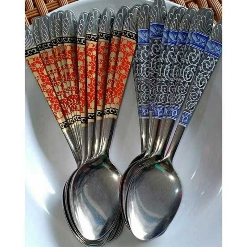 Lusin Sendok Makan Stainless Sendok Motif Batik Sendok Lusin Stainless