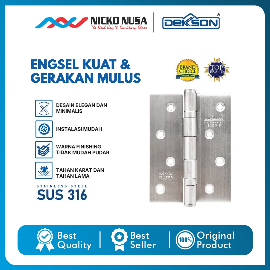 Nicko Nusa - Dekkson Dekson Engsel ESS 316 4X3X2MM 2BB SSS Engsel Pintu SUS 316