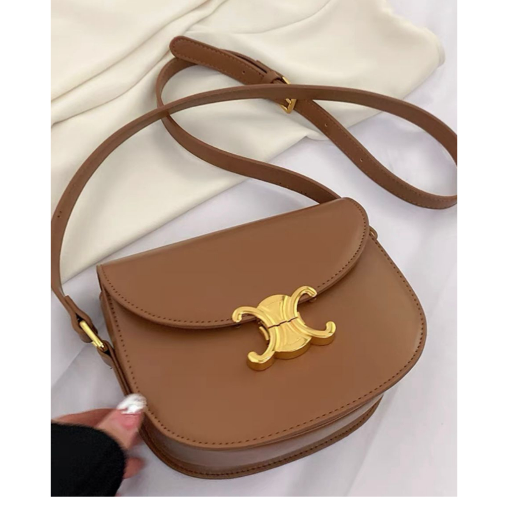 Tas Sanddle Bag Klasik Buckle Emas Import