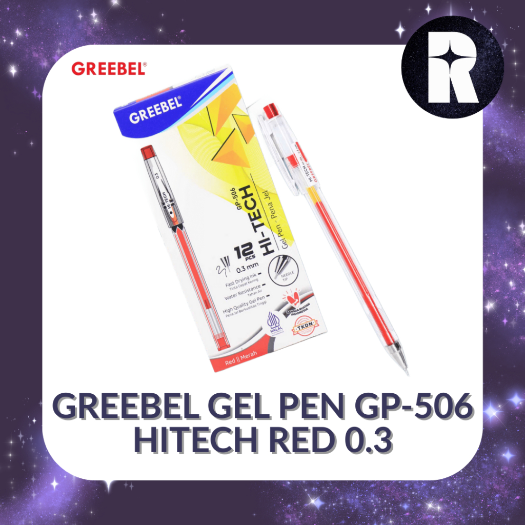 

PULPEN MERAH GREEBEL GEL PEN GP-506 HITECH - RED 0.3mm ( PCS)