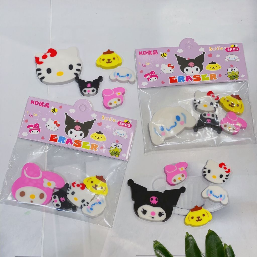 

Penghapus karakter sanrio isi 5 pcs Eraser karakter Melody Kuromi Penghapus karakter anak sekolah