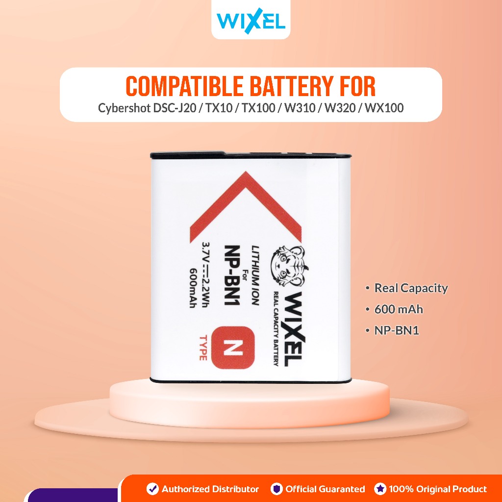 WIXEL Baterai Kamera NP-BN1 for Sony CyberShot DSC J20 T110 T99 TX10 TX100 TX20 TX200 TX5 TX55 TX66 
