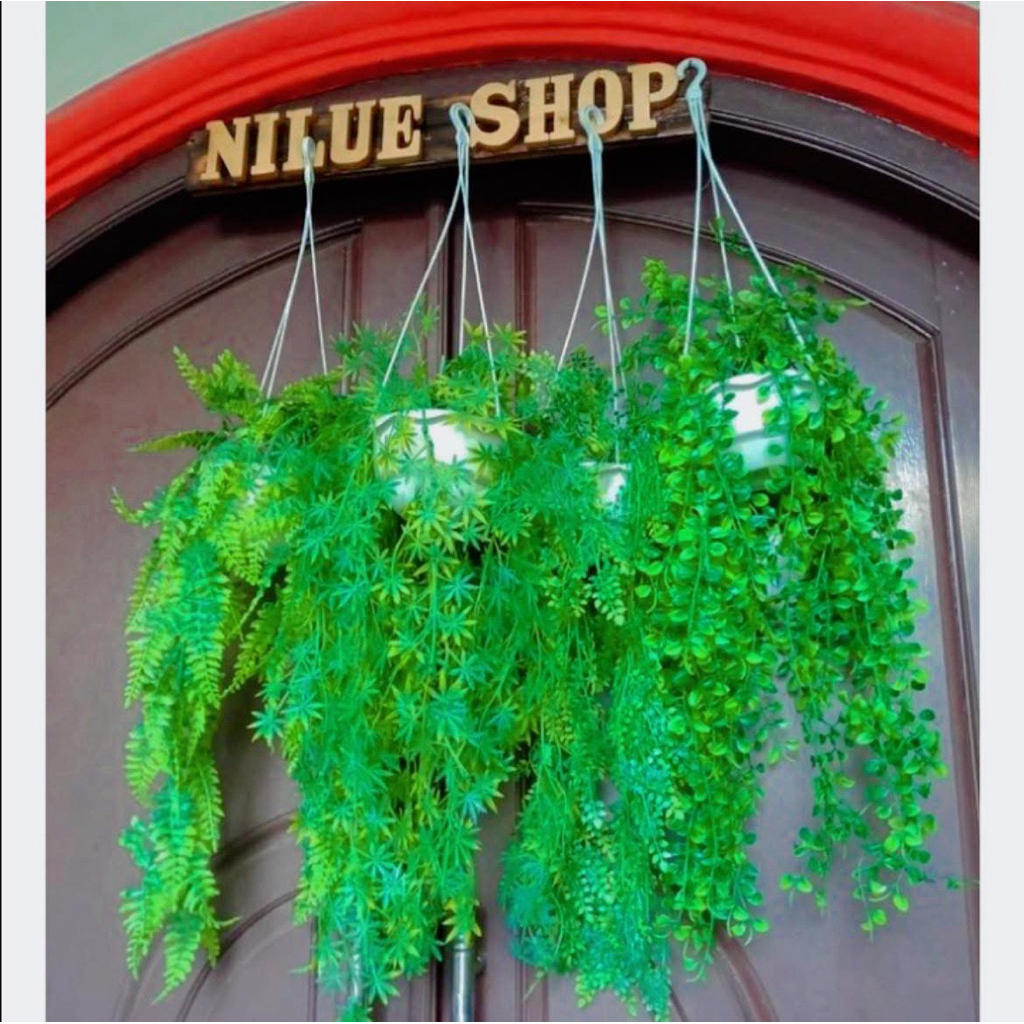 Daun Juntai Plastik  dengan pot gantung plastik daun dekorasi bunga  artificial home dekorasi