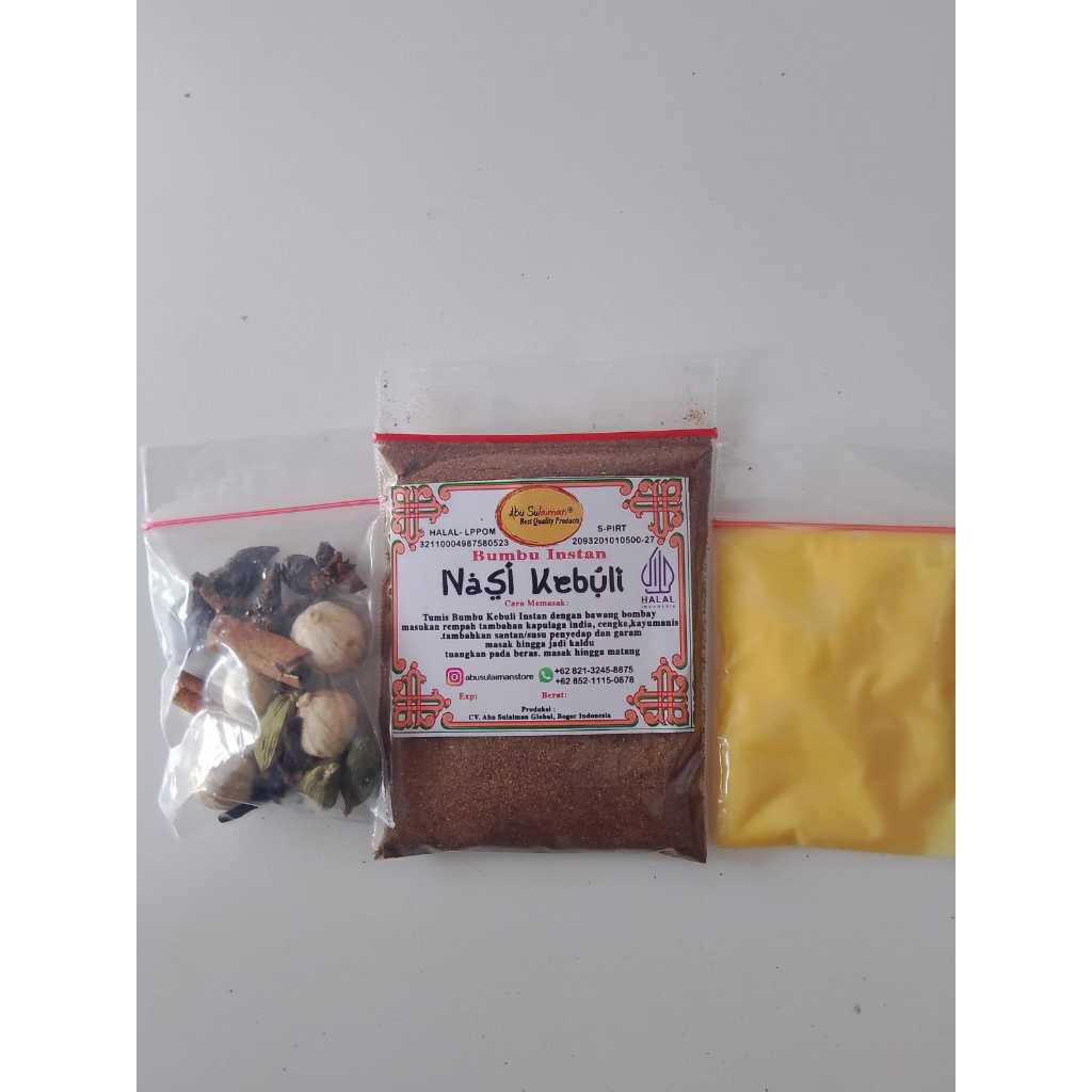 

Paket Ekonomis Bumbu nasi kebuli / briyani / mandhi / kabsah / bukhori enak dan wangi khas timur tengah / Bumbu Rempah Abu Sulaiman