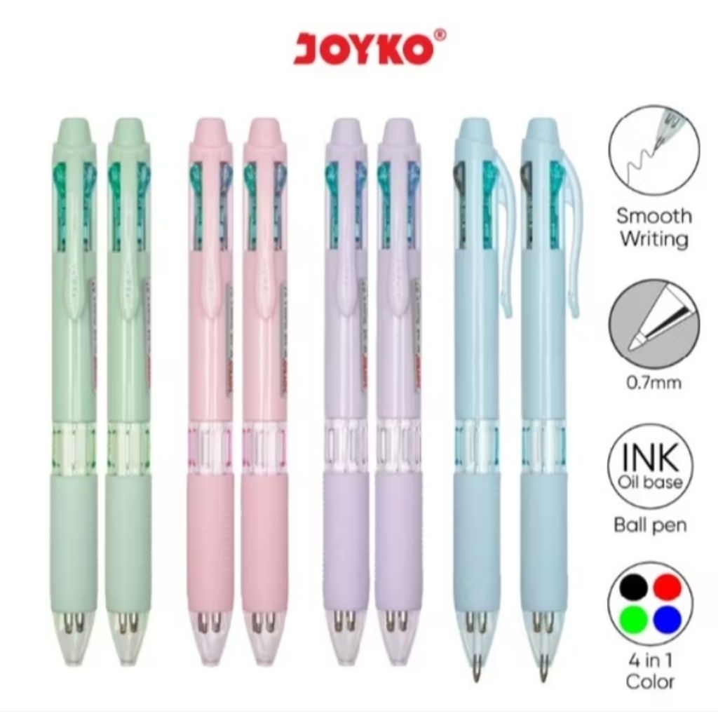 

Bolpen / Pulpen Joyko BP-438 QUACO Bolpen Cetek Joyko 4 Warna BP348