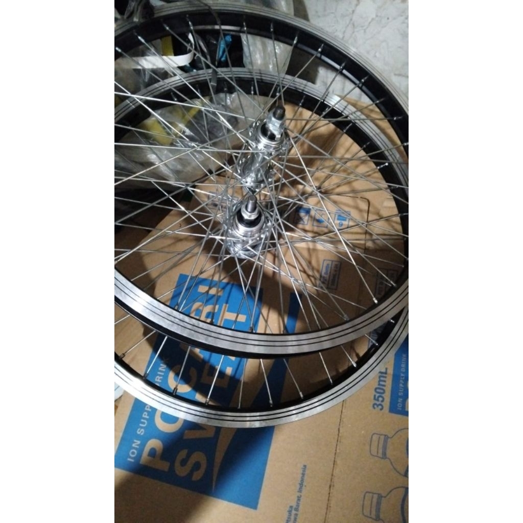 whelseet velg sepeda ring 20 hub besi double drat 1 set depan belakang bmx mini
