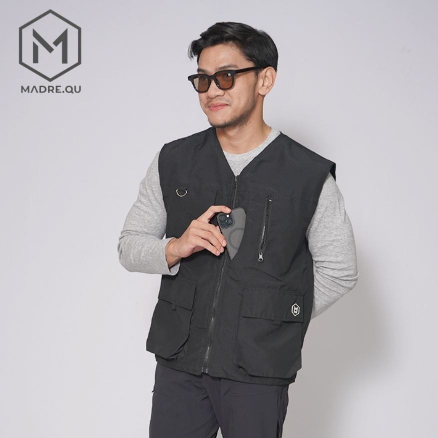 Terbaru Madre.Qu - Rompi Outdoor Ripstop Pria Tactical Vest Enfield Pria Vest Distro Hitam