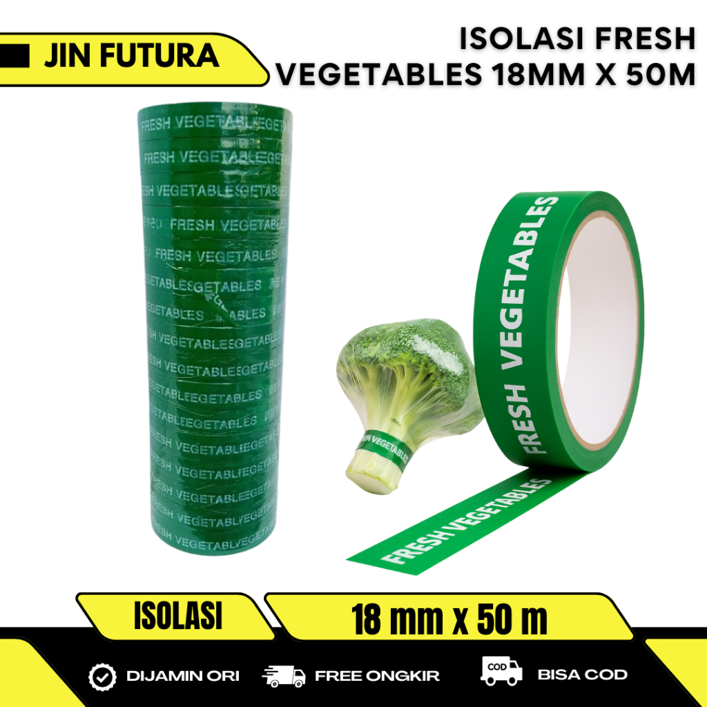 

Lakban Isolasi Fresh Vegetables Sayur 18 mm x 50 m Sealing Tape