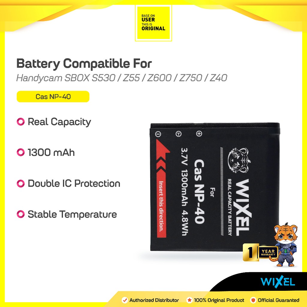 WIXEL Baterai Kamera CAS NP-40 for Casio Exilim EX FC160 FC100 FC150 Z50 Z55 Z57 Z100 Z200 Z300 Z400