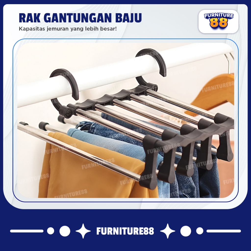 Gantungan Jilbab Lipat Stainless Modern Gantungan Lipat Multifungsi Gantungan Lemari