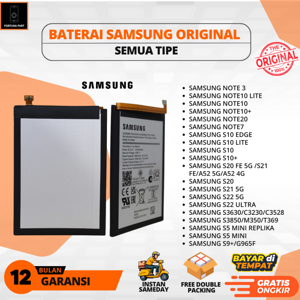 BATERAI SAMSUNG/BATRE HP SAMSUNG NOTE 3/NOTE10 LITE/NOTE10/NOTE10+/NOTE20/NOTE7/S10 EDGE/S10 LITE/S1