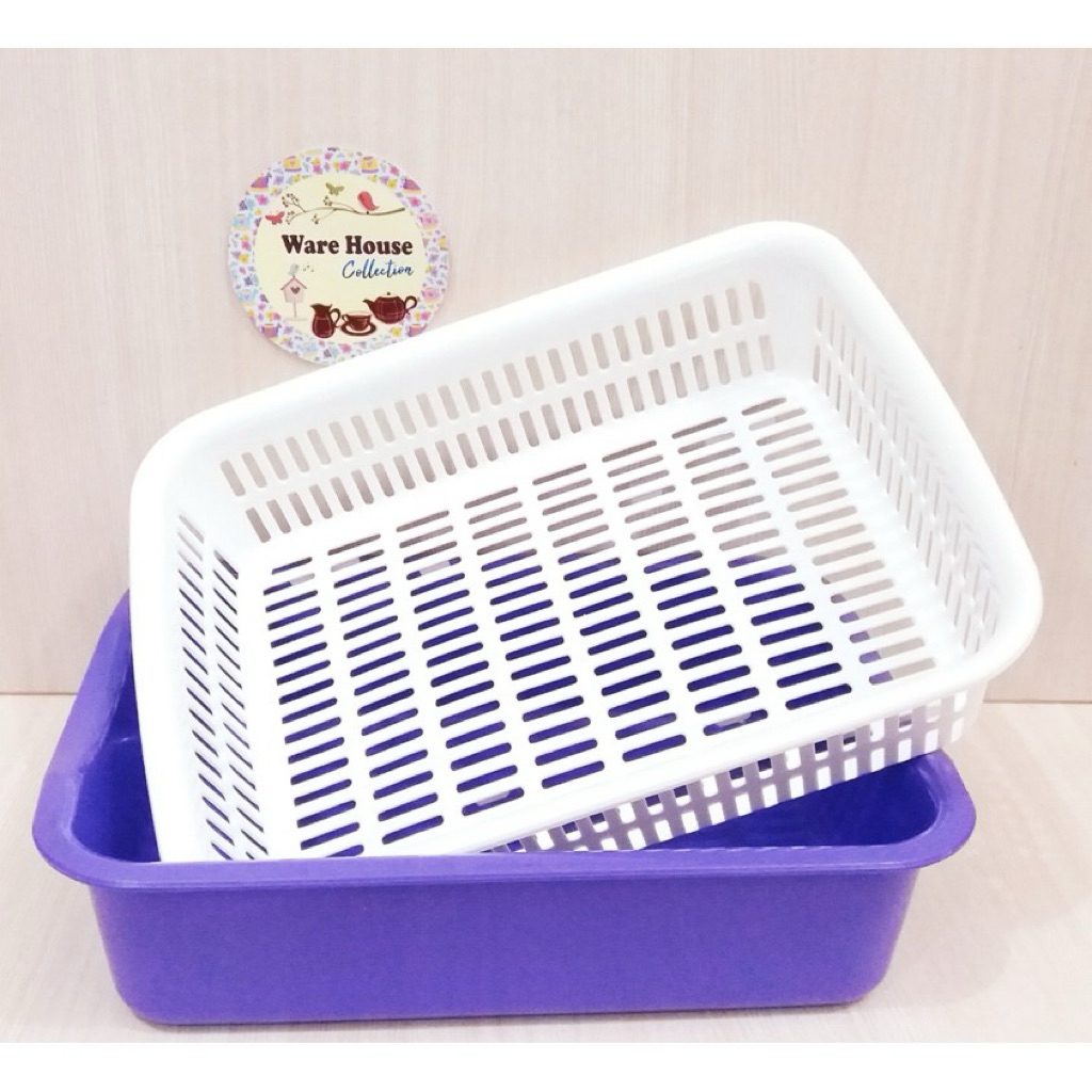 1set Baskom + Saringan Kotak Cuci Sayur Serbaguna