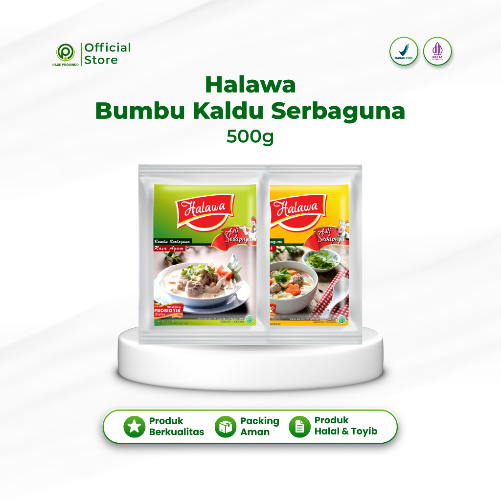

Halawa Bumbu Probiotik Kaldu Ayam & Sapi 500g | Bumbu Masak HALAL & BPOM