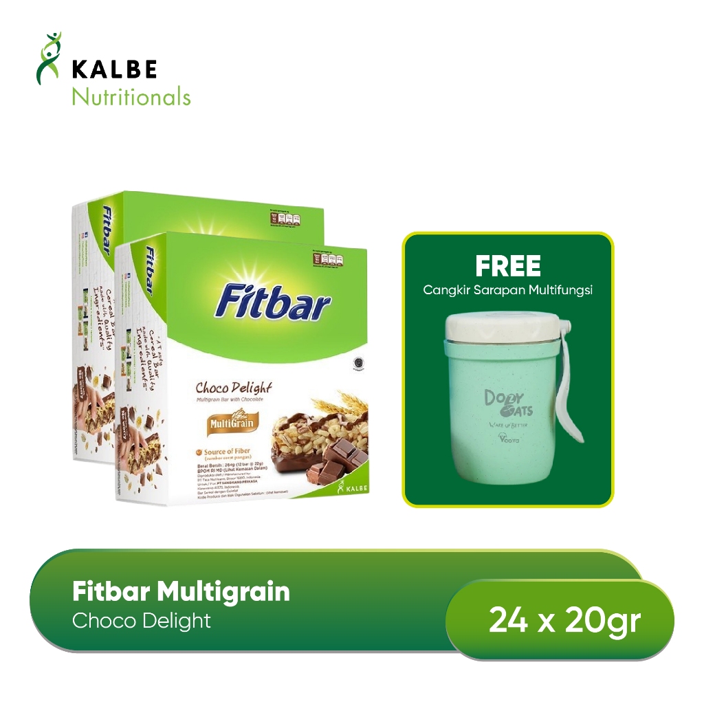 

Fitbar Choco Delight 12x20gr Multigrain - Isi 2 Free Cangkir Sarapan Multifungsi