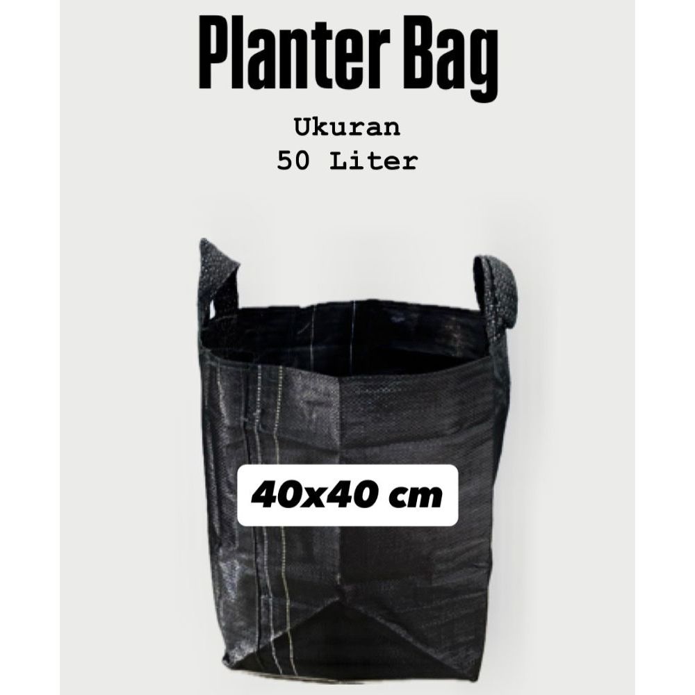 Planter bag pot tanaman terpal tebal dan kuat ukuran 50 liter (40x40 cm) Pollybag hitam tebal besar