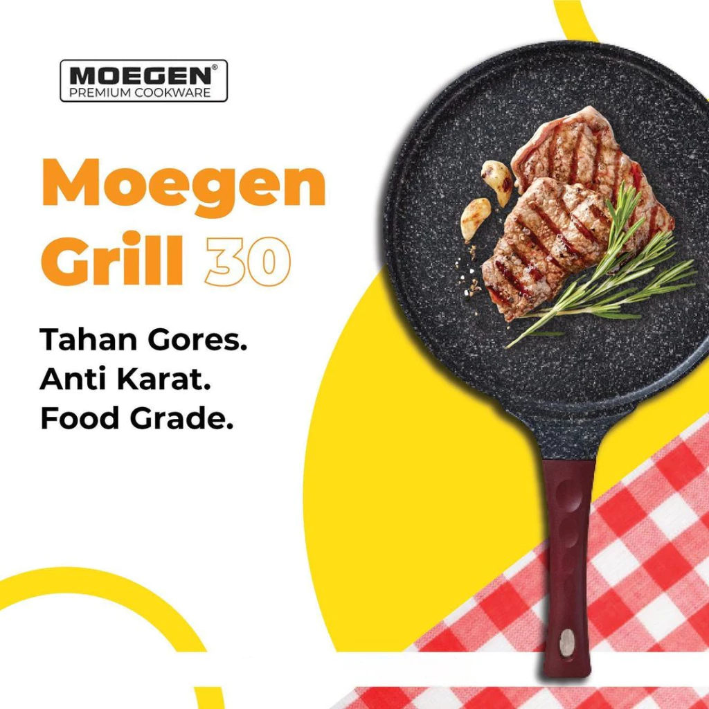 MOEGEN Grill Pan 30 cm Granite – Panggang & Grill Stylish Anti-Lengket