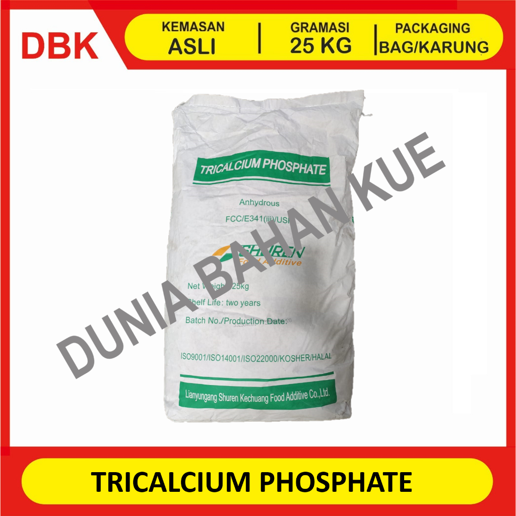 

(KHUSUS INSTANT/GOSEND) TRICALCIUM PHOSPHATE SHUREN / ANTI KEMPAL ANTI GUMPAL ANTI CAKING MAKANAN FOOD GRADE - 1 BAG 25 KG