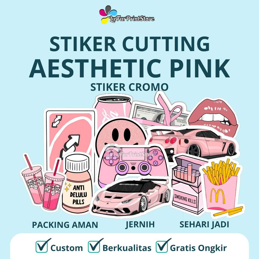 

MURAH STIKER CUTTING AESTHETIC PINK (ISI 50 PCS) | STIKER CROMO | STIKER AESTHETIC [ COD ]