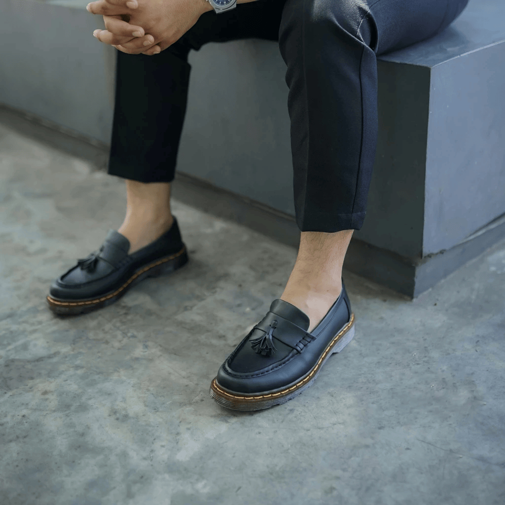 Tragen Footwear - Pascal Black Sepatu Loafers Pria Formal Kantor Kerja Kuliah Kondangan