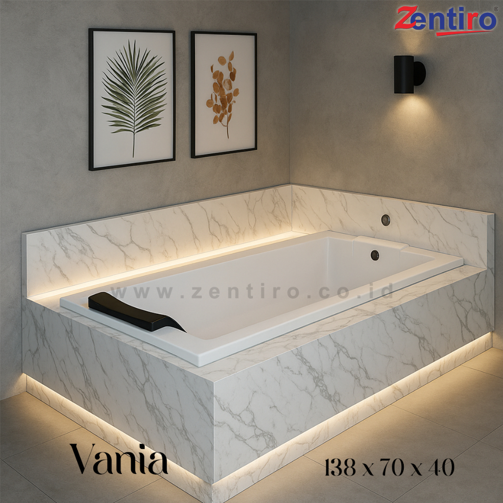 ZENTIRO Bathtub Jacuzzi Whirlpool Long Vania | Bathtub Marble 138 | Bathtub Tanam