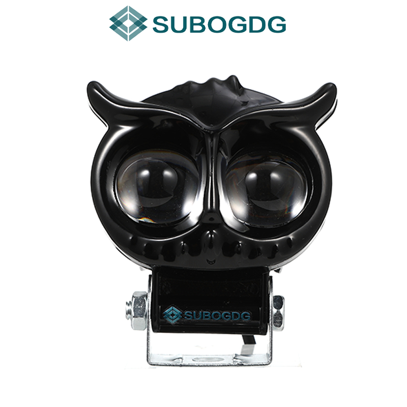 SUBOGDG Lampu sorot LED mata ganda kendaraan listrik sepeda motor meriam baja kecil warna kuning dan